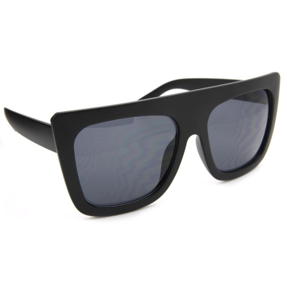 Oversized Designer Square Sunglasses Black Matte - Picture 4 of 4